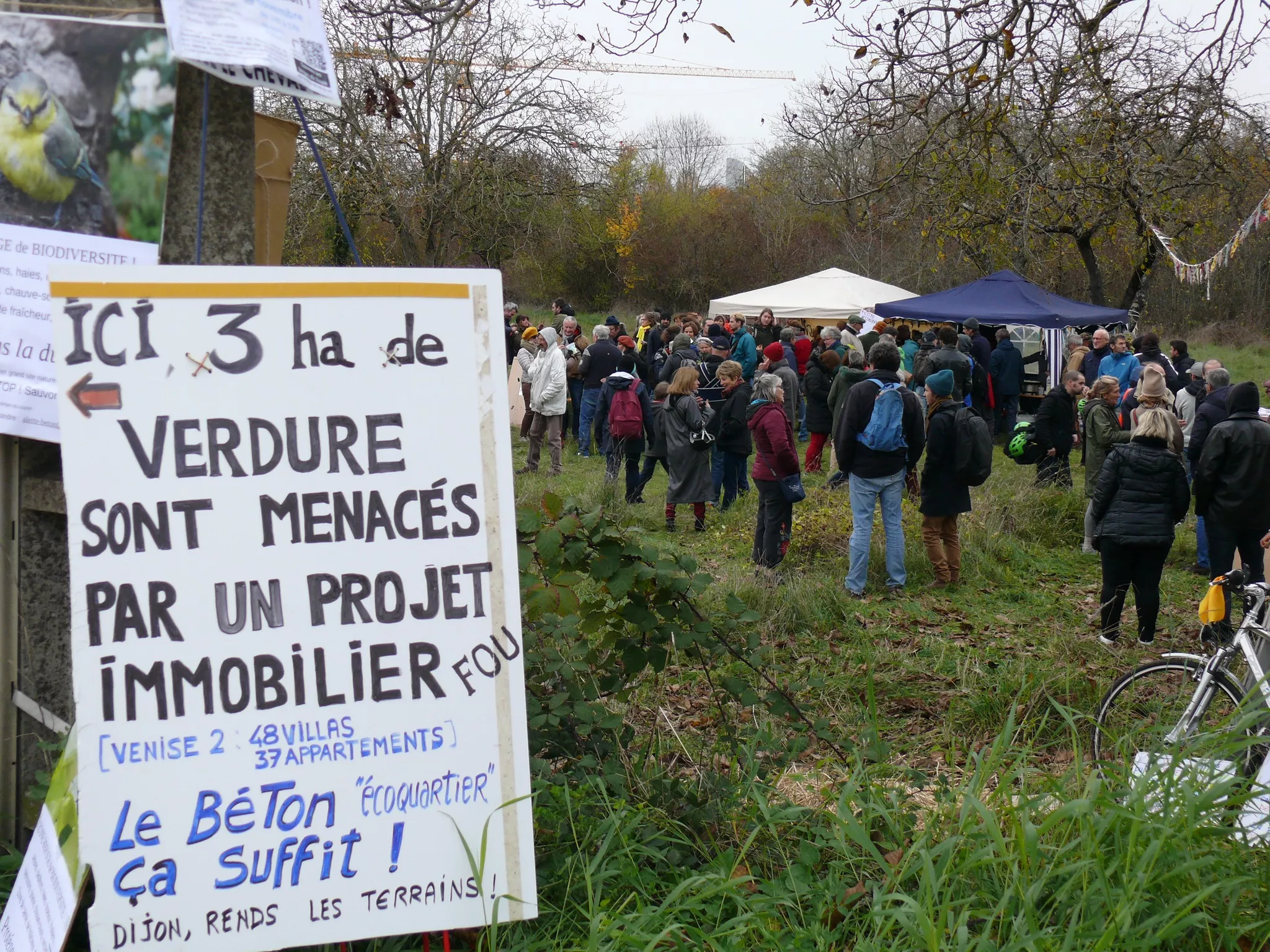 Photo prise lors d'un rassemblement pour protéger les berges du Suzon